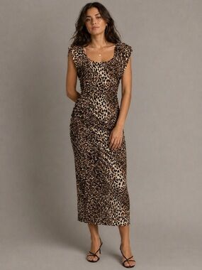 LE Chateau • NWT Leopard Print Midi Dress - Brown